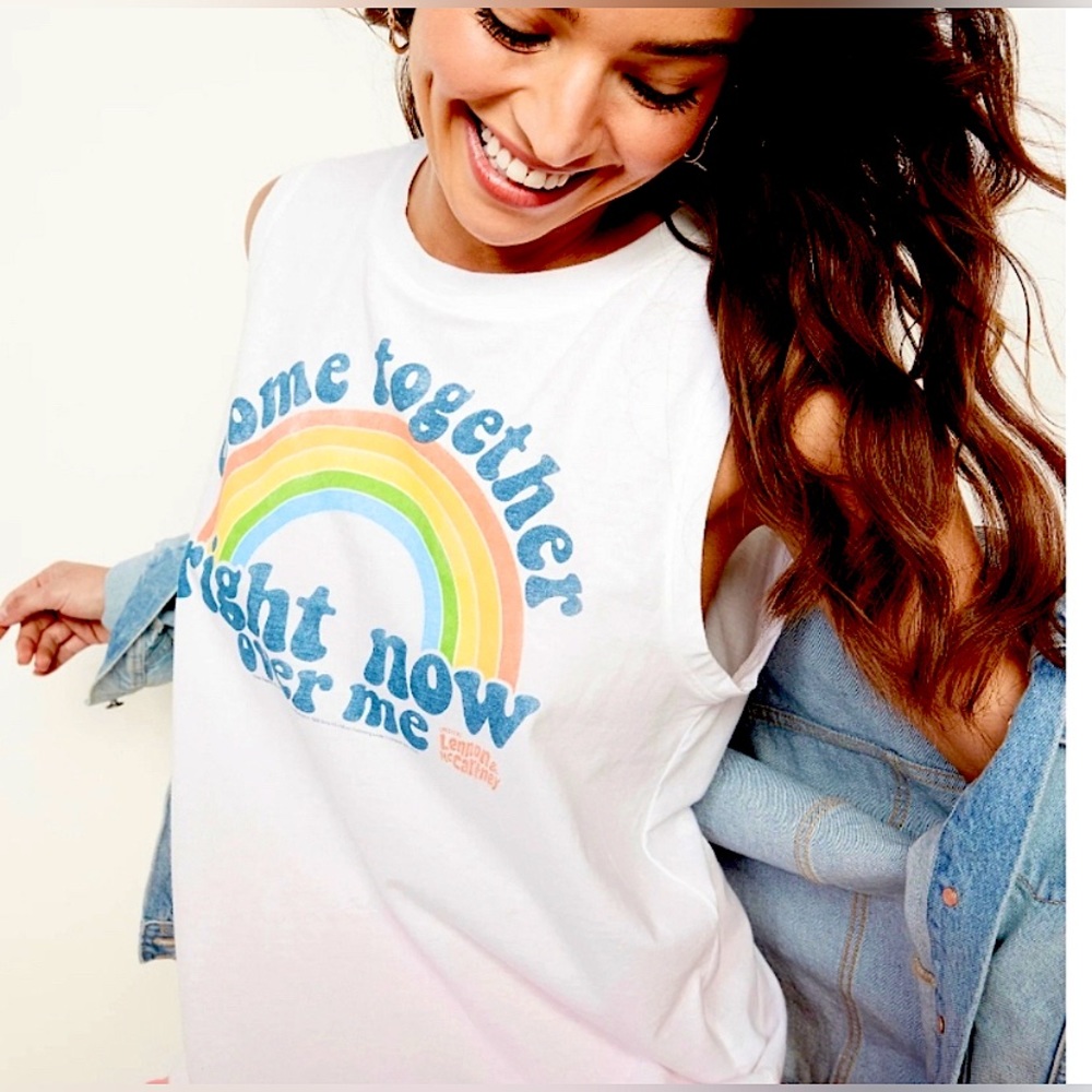 Old Navy Beatles Come Together Rainbow Tank Top 🌈 Women’s M, Pride